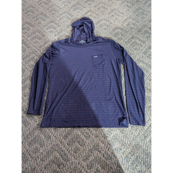 Vineyard Vines Other - Vineyard Vines Edgartown T-Shirt Hoodie Mens Medium Navy Red Stripe 1V011112